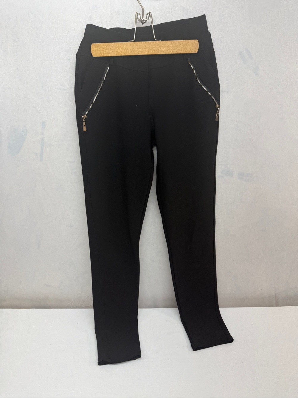 Slim Ponte Skinny Pants with Zip Detail - Black